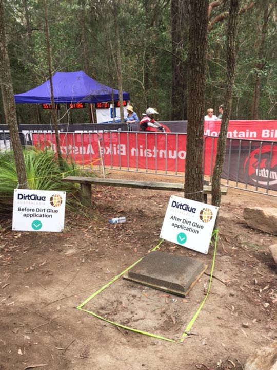 DirtGlue industrial green solution for  BMX tracks and mountain bike tracks surfaces
