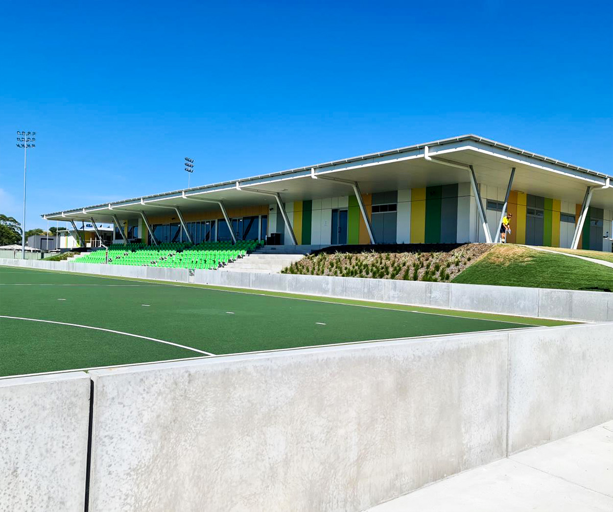 Newcastle Hockey centre cement surfaces after treatment with masonproof